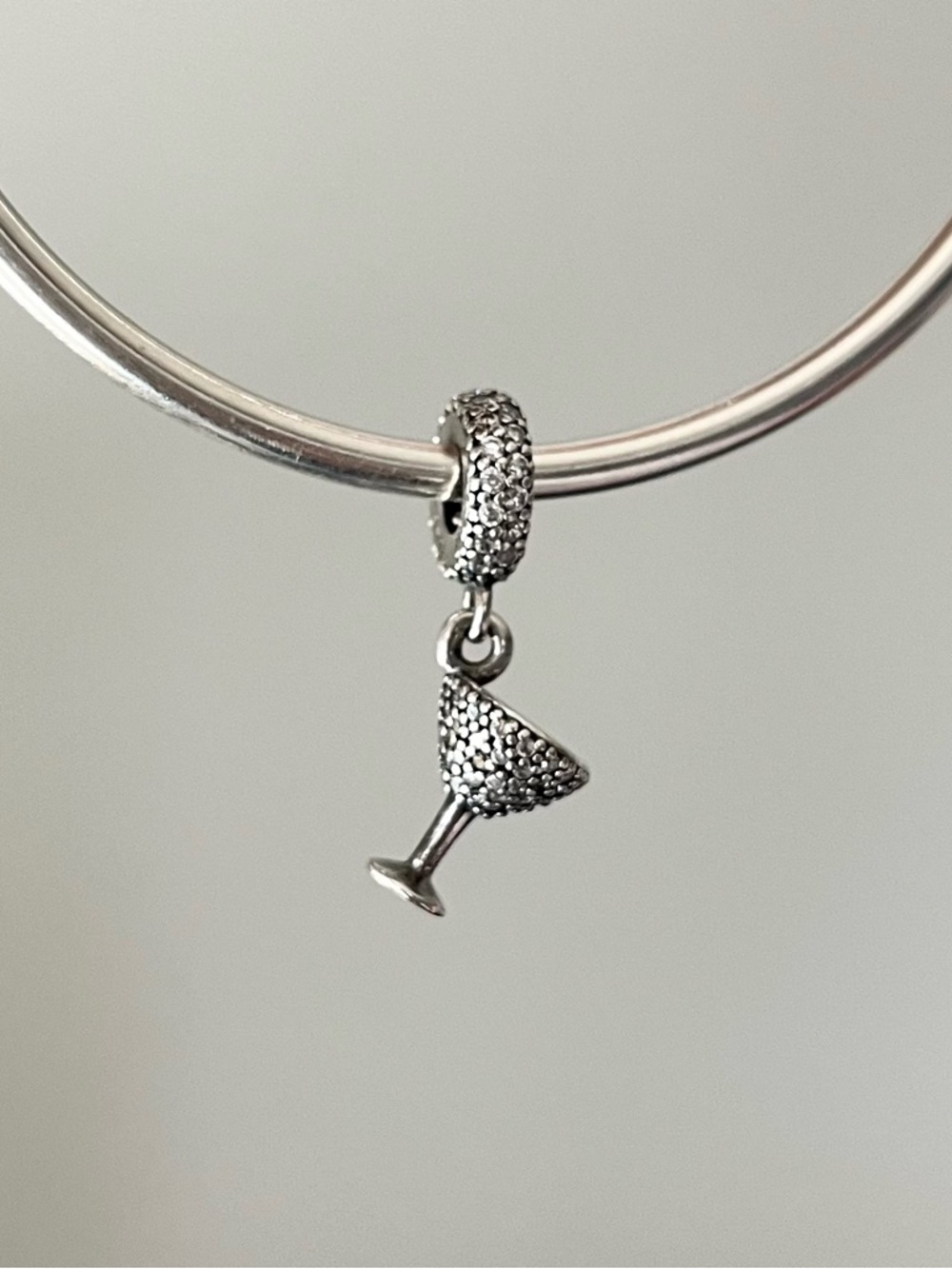 Pandora Sterling Silver Pave Cocktail  Glass Dangle Charm - Silver